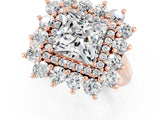 Rose gold Princess Cut Moissanite Floral Double Halo Engagement Ring with Prong Setting_13