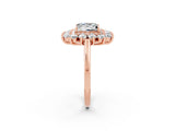 Rose gold Princess Cut Moissanite Floral Double Halo Engagement Ring with Prong Setting_14