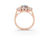 Rose gold Princess Cut Moissanite Floral Double Halo Engagement Ring with Prong Setting_15