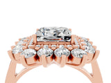 Rose gold Princess Cut Moissanite Floral Double Halo Engagement Ring with Prong Setting_16