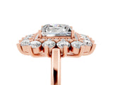 Rose gold Princess Cut Moissanite Floral Double Halo Engagement Ring with Prong Setting_17