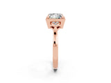Rose gold Princess Cut Moissanite Halo Ring with Tapered Band and Four-Prong Setting_2