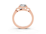 Rose gold Princess Cut Moissanite Halo Ring with Tapered Band and Four-Prong Setting_3