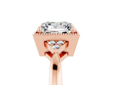 Rose gold Princess Cut Moissanite Halo Ring with Tapered Band and Four-Prong Setting_5