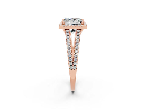 Rose gold Princess Cut Moissanite Halo Split Shank Engagement Ring_14