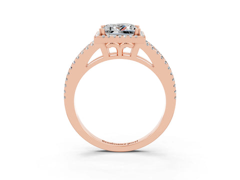Rose gold Princess Cut Moissanite Halo Split Shank Engagement Ring_15