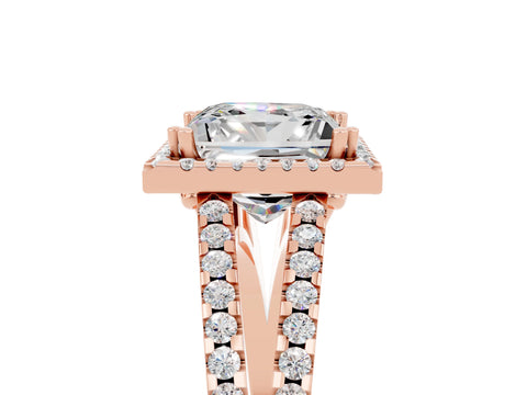 Rose gold Princess Cut Moissanite Halo Split Shank Engagement Ring_17