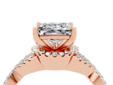 Rose gold Princess Cut Moissanite  Halo Twist Band Solitaire Prong Setting Ring_40