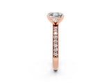 Rose gold Princess Cut Moissanite Milgrain Pavé Engagement Ring with Four-Prong Setting_14