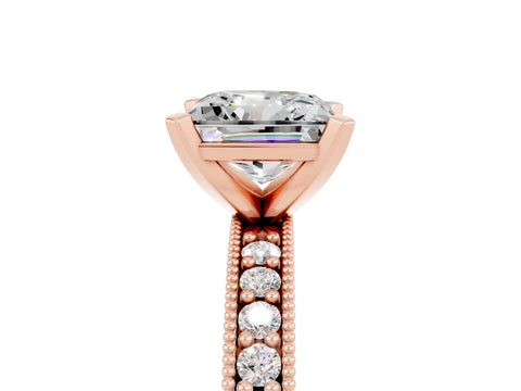 Rose gold Princess Cut Moissanite Milgrain Pavé Engagement Ring with Four-Prong Setting_17
