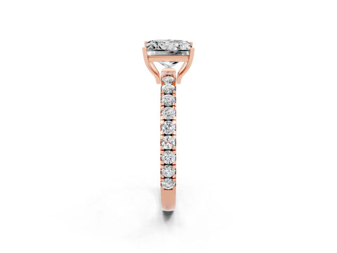 Rose gold Princess Cut Moissanite Pavé Solitaire Engagement Ring with Four-Prong Setting_14