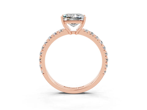 Rose gold Princess Cut Moissanite Pavé Solitaire Engagement Ring with Four-Prong Setting_15