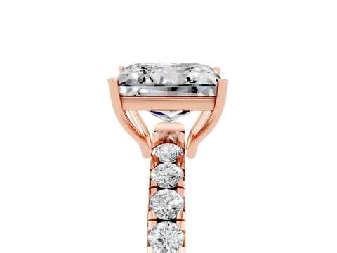 Rose gold Princess Cut Moissanite Pavé Solitaire Engagement Ring with Four-Prong Setting_17