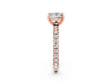Rose gold Princess Cut Moissanite Pavé Solitaire Ring with Round Band and Prong Setting_26