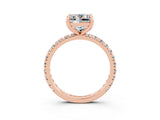 Rose gold Princess Cut Moissanite Pavé Solitaire Ring with Round Band and Prong Setting_27