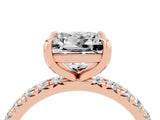 Rose gold Princess Cut Moissanite Pavé Solitaire Ring with Round Band and Prong Setting_28