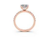Rose gold Princess Cut Moissanite Pave Band Solitaire Ring with Four-Prong Setting_27