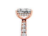 Rose gold Princess Cut Moissanite Pave Band Solitaire Ring with Four-Prong Setting_29