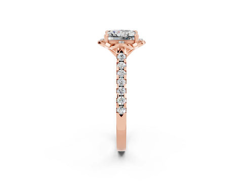Rose gold Princess Cut Moissanite Ring with Pavé Band and Floral Prong Setting_2
