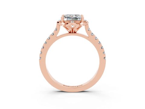 Rose gold Princess Cut Moissanite Ring with Pavé Band and Floral Prong Setting_3