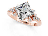 Rose gold Princess Cut Moissanite Ring with Side Stones and Four-Prong Setting_37