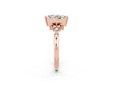 Rose gold Princess Cut Moissanite Ring with Side Stones and Four-Prong Setting_38