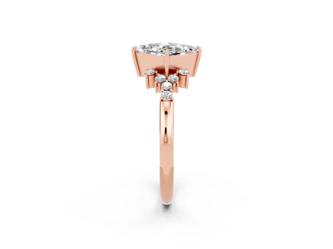Rose gold Princess Cut Moissanite Ring with Side Stones and Four-Prong Setting_38