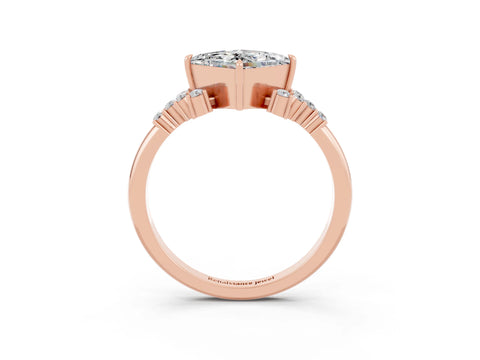 Rose gold Princess Cut Moissanite Ring with Side Stones and Four-Prong Setting_39