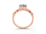 Rose gold Princess Cut Moissanite Scattered Round Accent Ring with Prong Setting_29