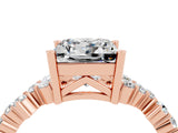 Rose gold Princess Cut Moissanite Scattered Round Accent Ring with Prong Setting_30