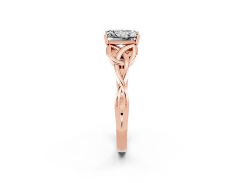 Rose gold Princess Cut Moissanite Solitaire Celtic Knot Ring with Four-Prong Setting_14