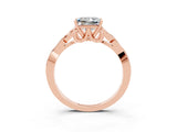 Rose gold Princess Cut Moissanite Solitaire Celtic Knot Ring with Four-Prong Setting_15