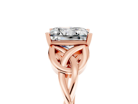 Rose gold Princess Cut Moissanite Solitaire Celtic Knot Ring with Four-Prong Setting_17