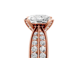 Rose gold Princess Cut Moissanite   Solitaire Diamond Ring with Milgrain Pavé Band and Four-Prong Setting_38