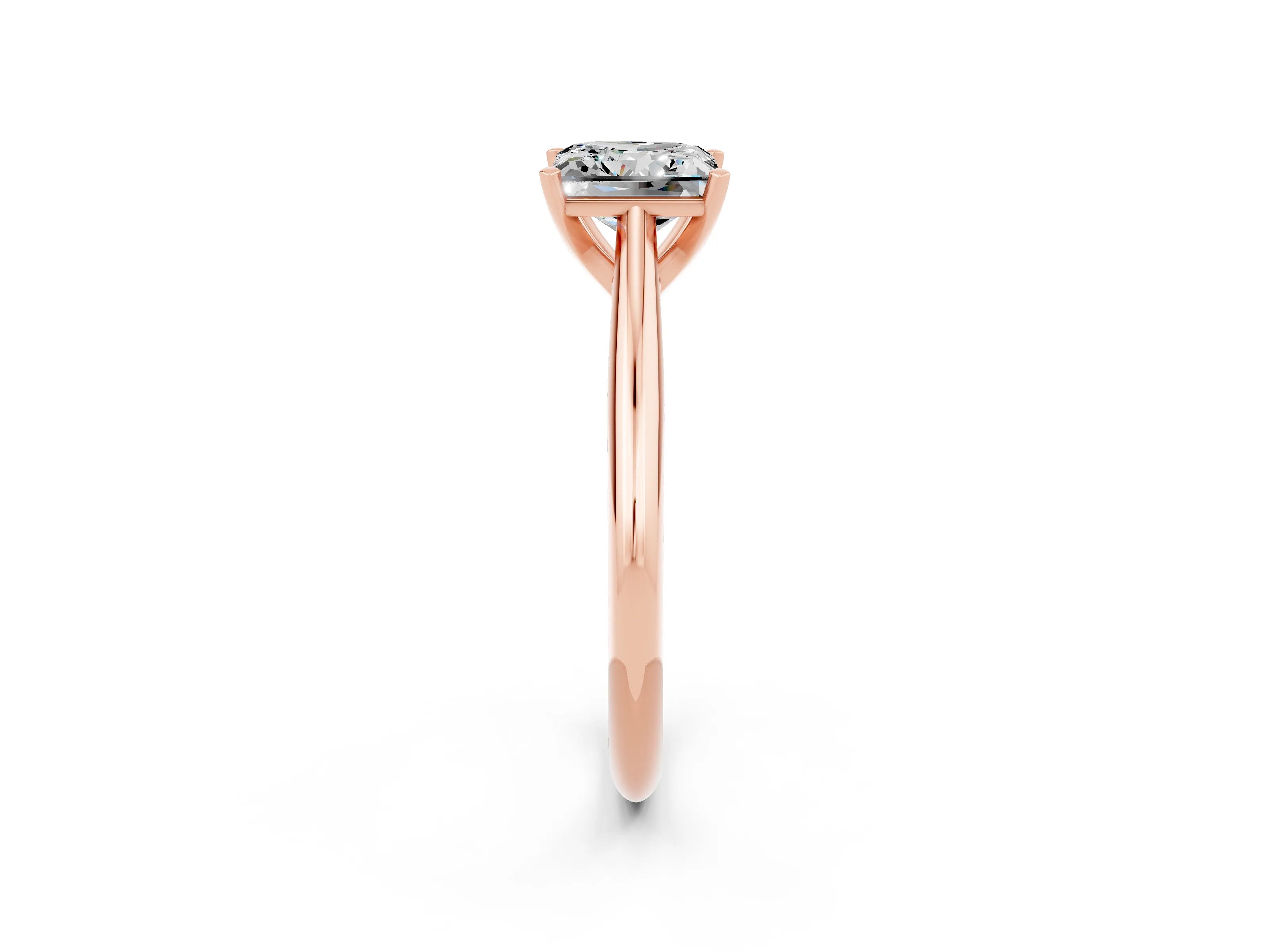 Rose gold Princess Cut Moissanite Solitaire Engagement Ring with Cathedral Setting and Four-Prong Mount_14