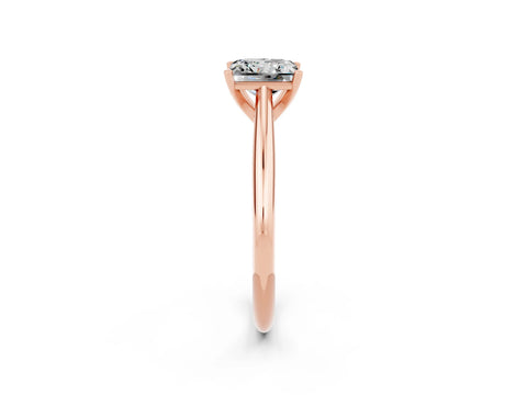 Rose gold Princess Cut Moissanite Solitaire Engagement Ring with Cathedral Setting and Four-Prong Mount_14