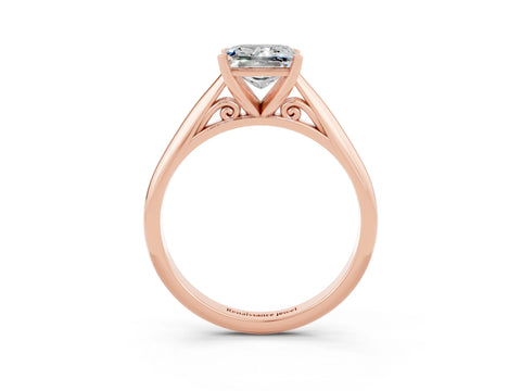 Rose gold Princess Cut Moissanite Solitaire Engagement Ring with Cathedral Setting and Four-Prong Mount_15