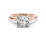 Rose gold Princess Cut Moissanite Solitaire Engagement Ring with Cathedral Setting and Four-Prong Mount_78