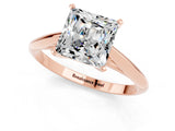 Rose gold Princess Cut Moissanite Solitaire Engagement Ring with Cathedral Setting and Four-Prong Mount_79