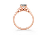 Rose gold Princess Cut Moissanite Solitaire Engagement Ring with Cathedral Setting and Four-Prong Mount_81