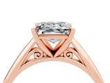 Rose gold Princess Cut Moissanite Solitaire Engagement Ring with Cathedral Setting and Four-Prong Mount_82