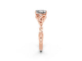 Rose gold Princess Cut Moissanite Solitaire Engagement Ring with Celtic Knot Band and Four-Prong Setting_2