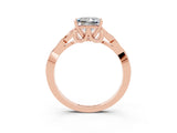 Rose gold Princess Cut Moissanite Solitaire Engagement Ring with Celtic Knot Band and Four-Prong Setting_3