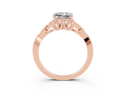 Rose gold Princess Cut Moissanite Solitaire Engagement Ring with Celtic Knot Band and Four-Prong Setting_3