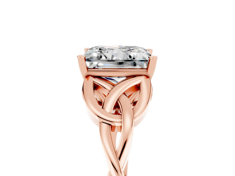 Rose gold Princess Cut Moissanite Solitaire Engagement Ring with Celtic Knot Band and Four-Prong Setting_5
