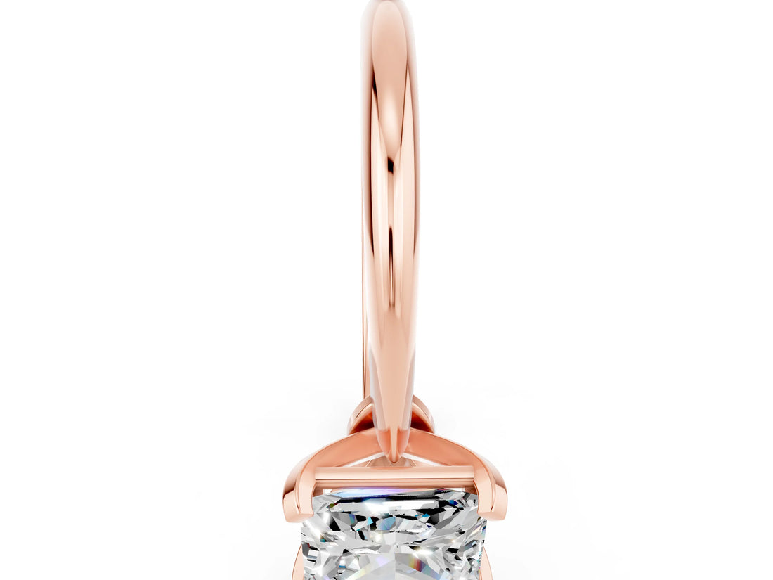 Rose gold Princess Cut Moissanite Solitaire Engagement Ring with Classic Band and Four-Prong Setting_24