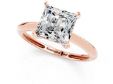 Rose gold Princess Cut Moissanite Solitaire Engagement Ring with Classic Band and Four-Prong Setting_25