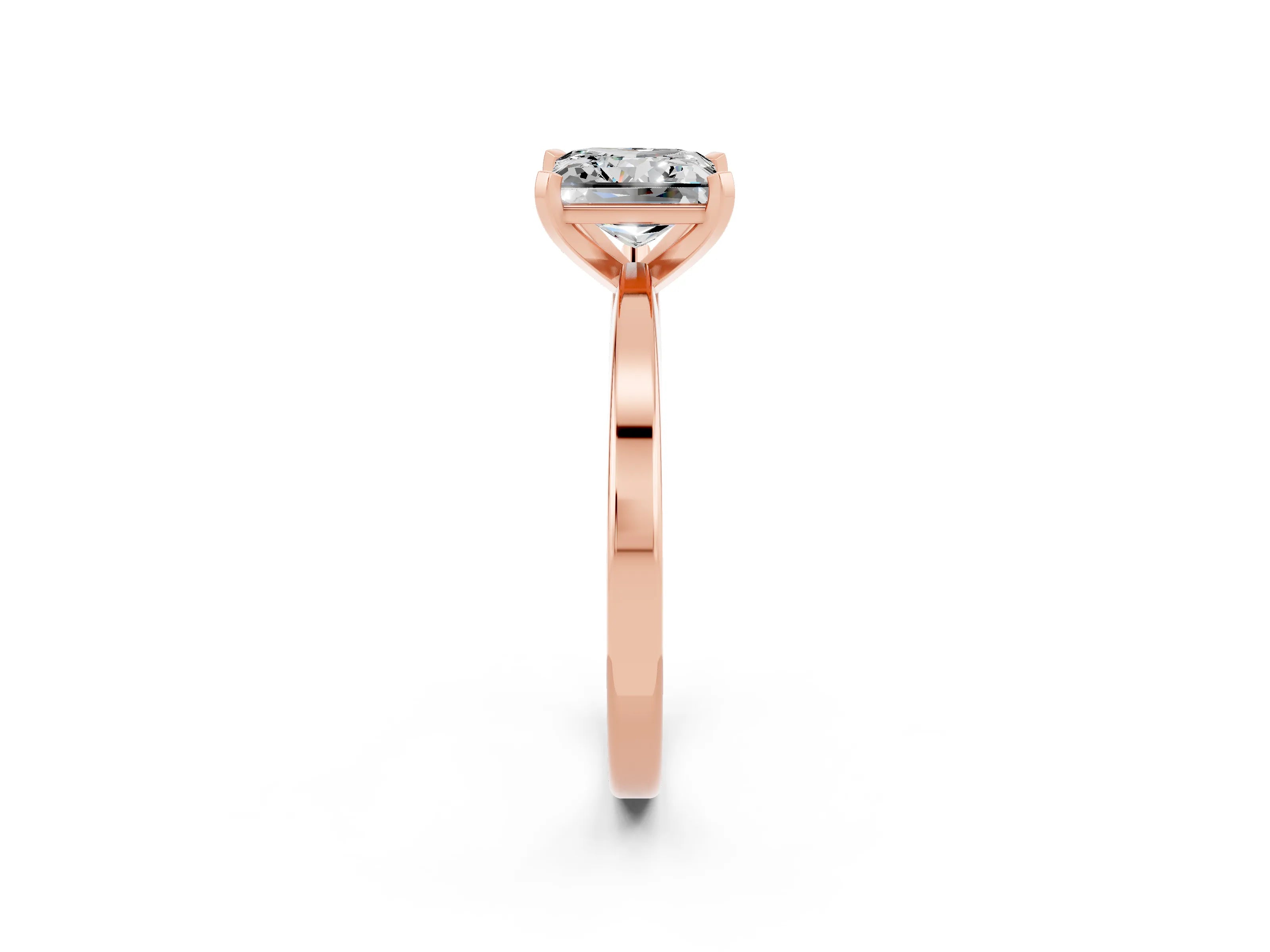 Rose gold Princess Cut Moissanite Solitaire Engagement Ring with Classic Band and Four-Prong Setting_26