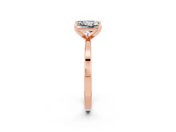 Rose gold Princess Cut Moissanite Solitaire Engagement Ring with Classic Band and Four-Prong Setting