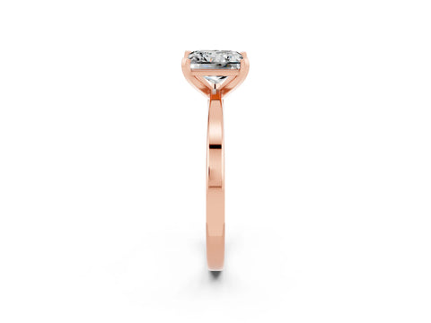 Rose gold Princess Cut Moissanite Solitaire Engagement Ring with Classic Band and Four-Prong Setting_26